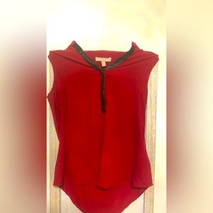 Red banana republic, leather collard shirt.
